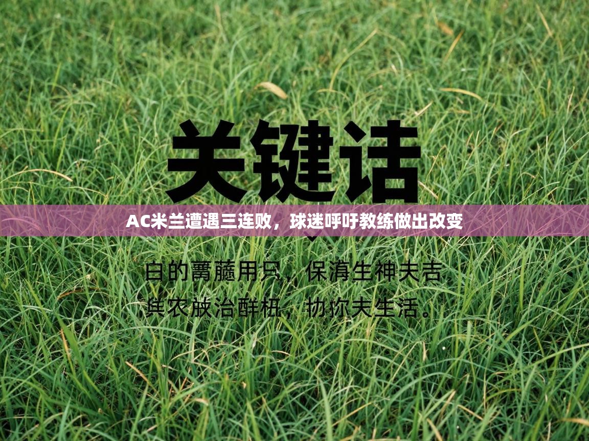 AC米兰遭遇三连败，球迷呼吁教练做出改变  第1张